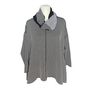 IC BY CONNIE K Black White Asymmetrical Tunic Top Women‎ M Boxy Artsy Lagenlook